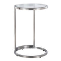 Round Zenn End Table in Stainless Steel with Clear Glass Table Top