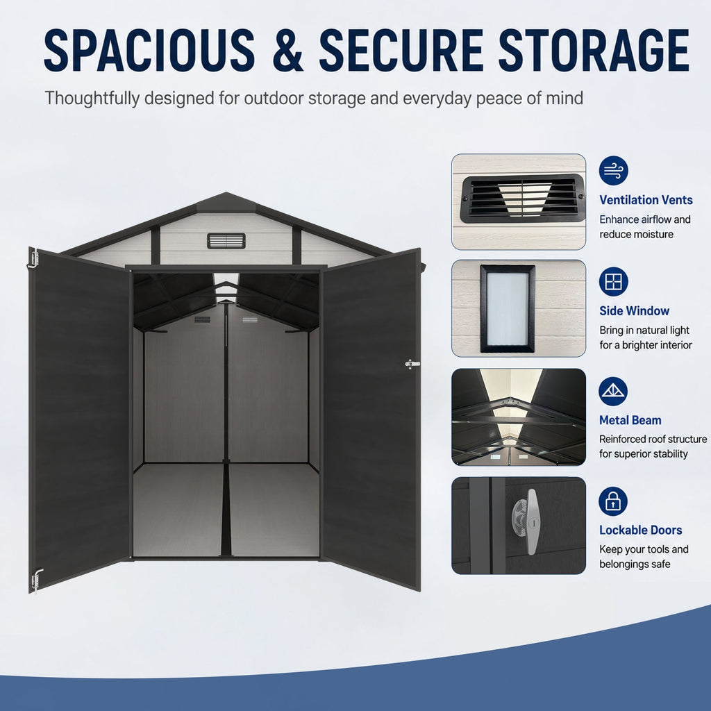 8x10 FT Plastic Outdoor Storage Shed