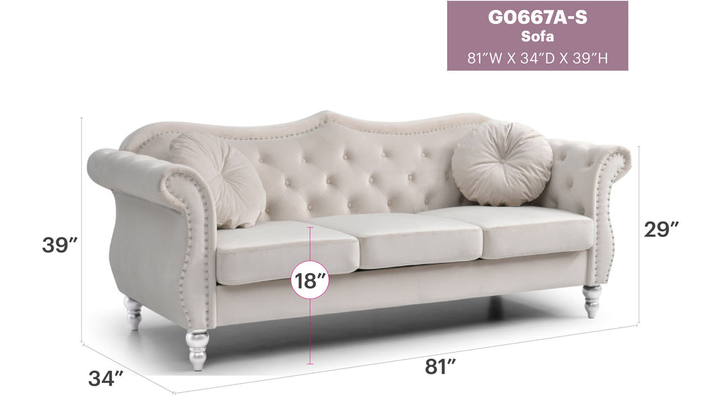 Glory Furniture Hollywood G0667A-S Velvet Sofa