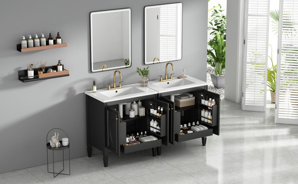60" Bathroom Vanity with Double Sink Combo Set