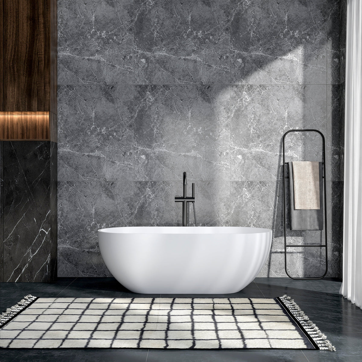 63 Inch Artificial Stone Solid Surface Oval Freestanding Bathtub
