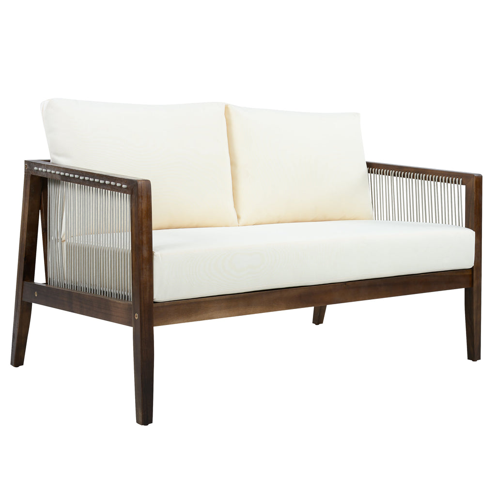 Outdoor 4-Piece Sofa Set with Acacia Wood Frame