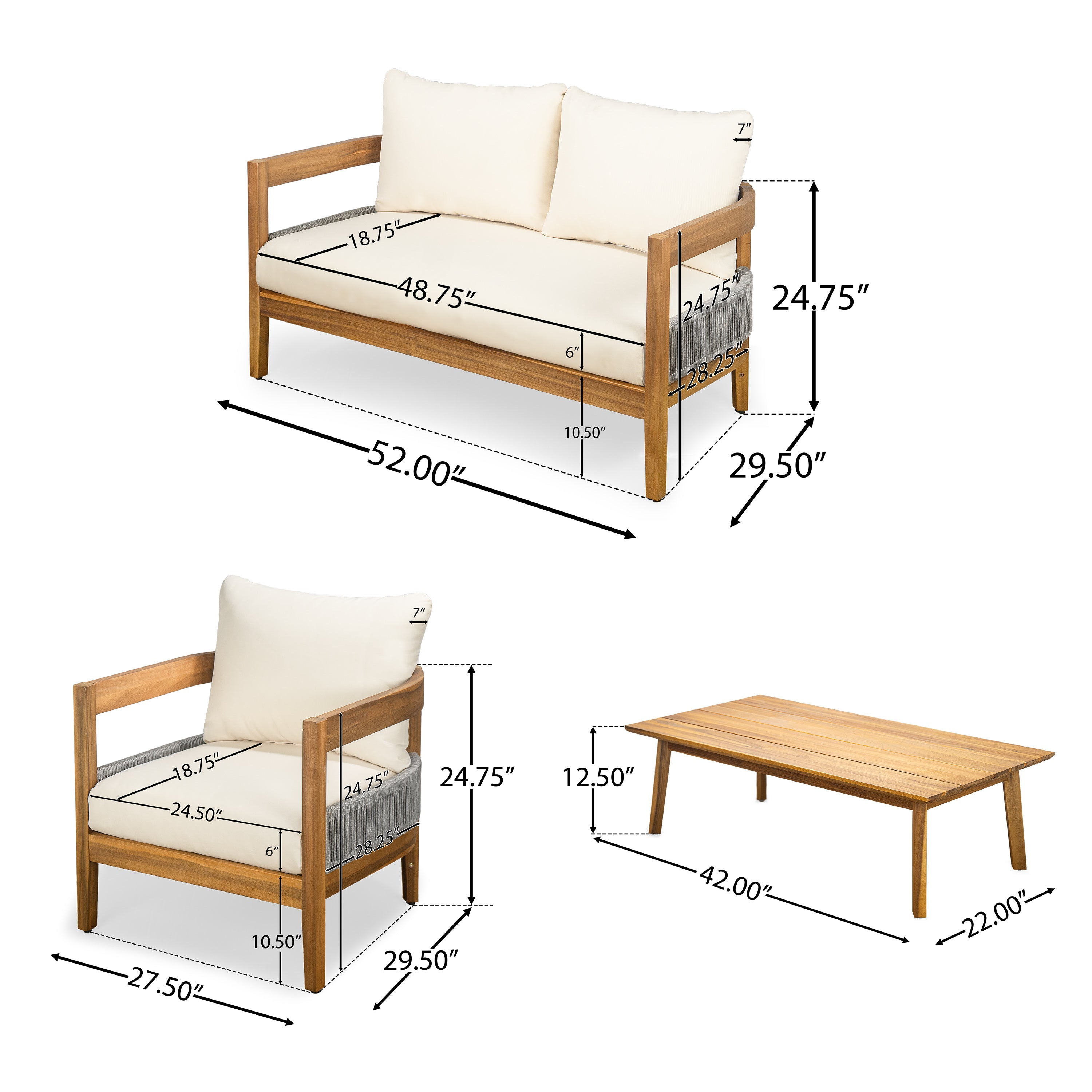 Porto Outdoor 4-Piece Chat Set