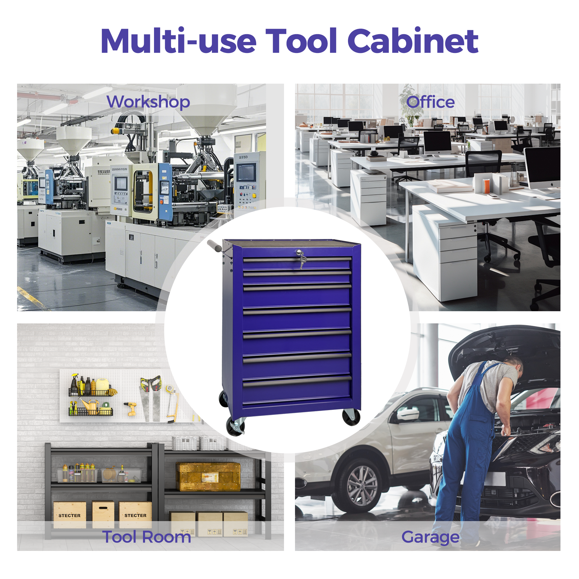 Rolling Metal Tool Chest with 7 Drawers