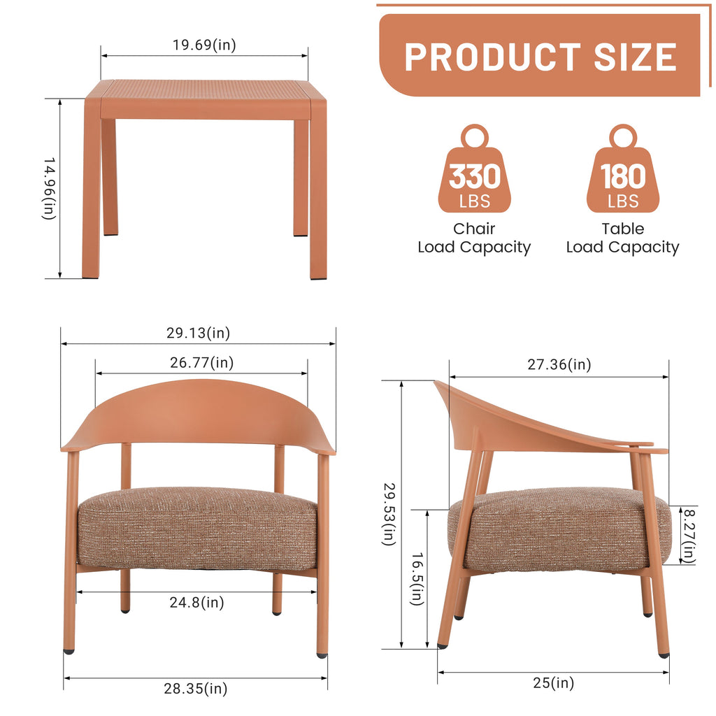 Summer Modern 2-Piece Accent Chair Set with Coffee Table – Apricot