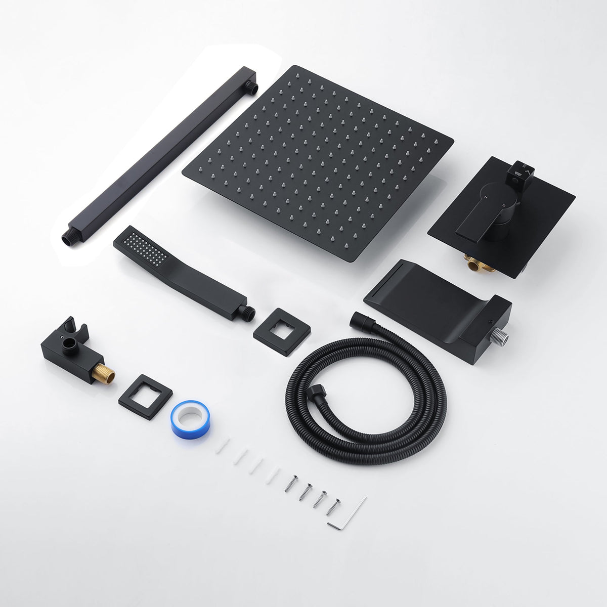 Black Shower System with Tub Spout