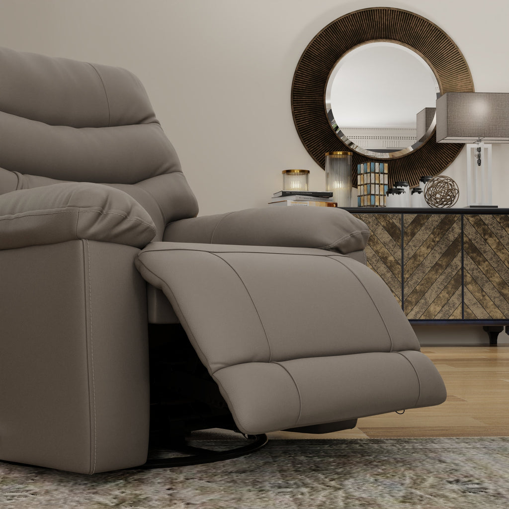 Global Home Swivel Glider Recliner with Manual Footrest In Oslo Sky
