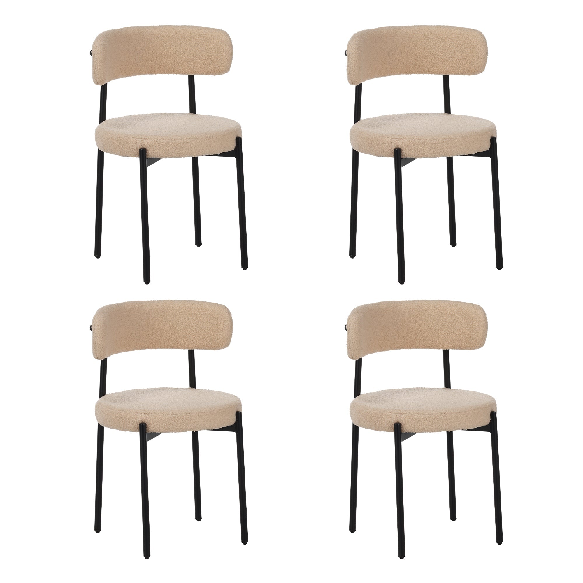 Medieval Modern Dining Chair Set, 4 Pieces, Round Seat Cushions