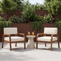 Outdoor Acacia Wood Armchair Set with Weather-Resistant Cushions