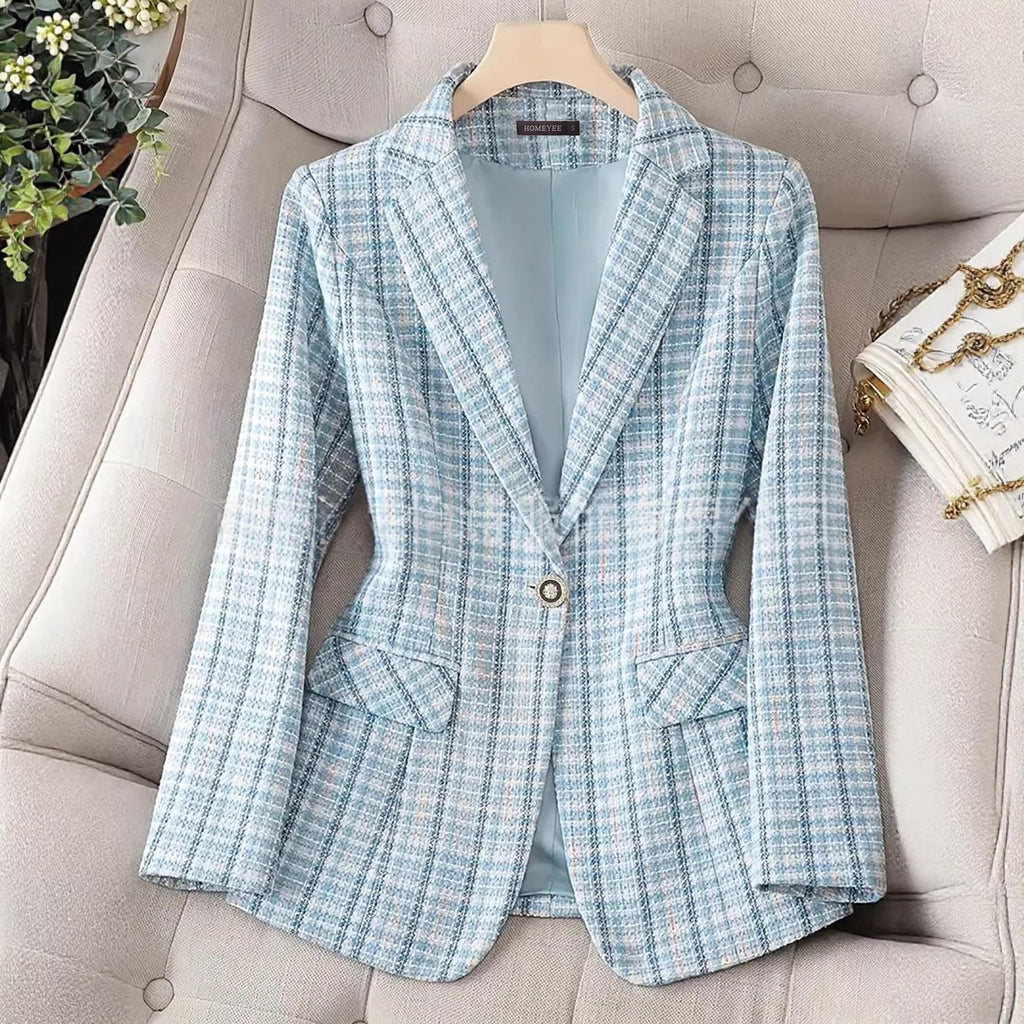 Womens Casual And Loose Tailored Plaid Blazer