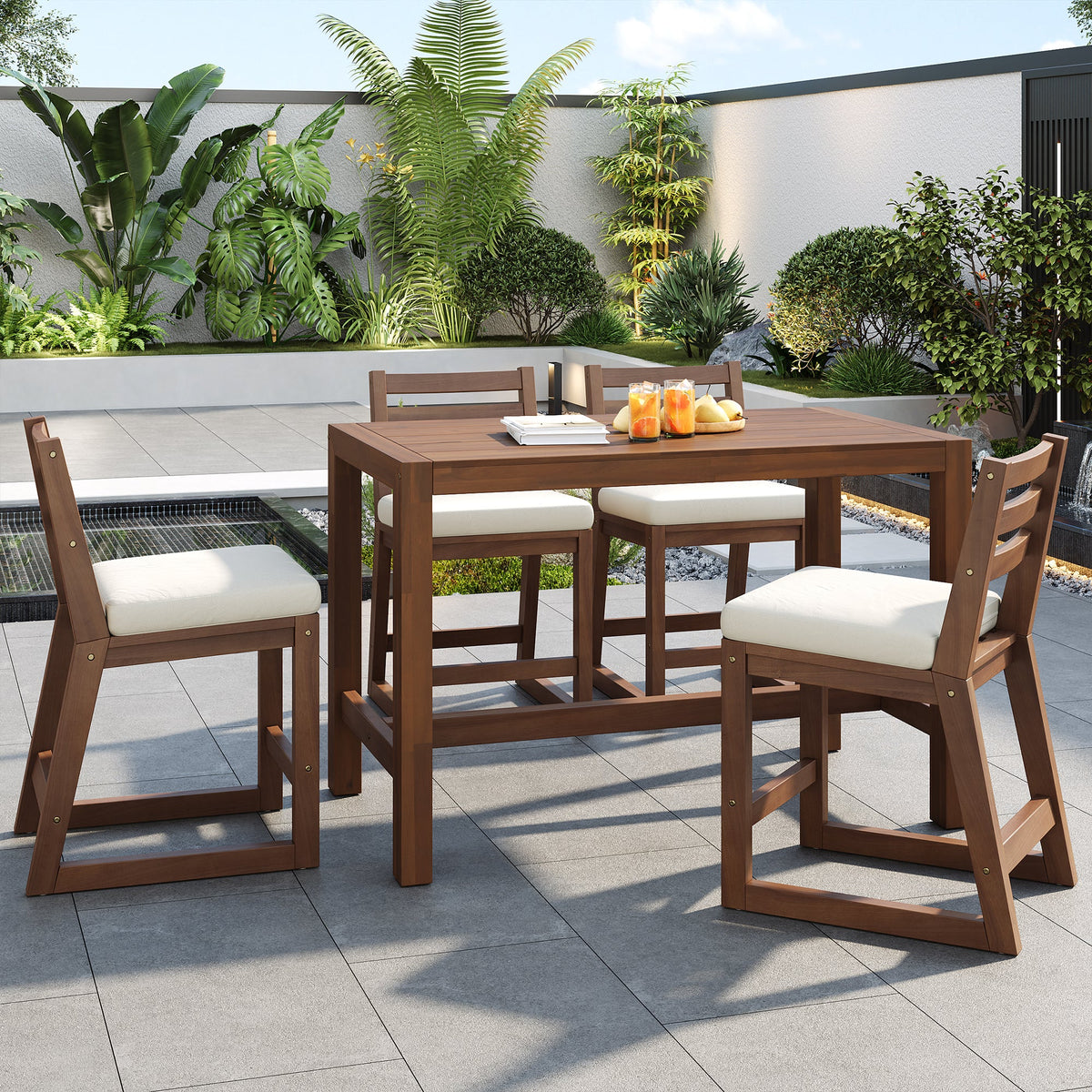 TREXM 5-Piece Rustic Patio Bar Set