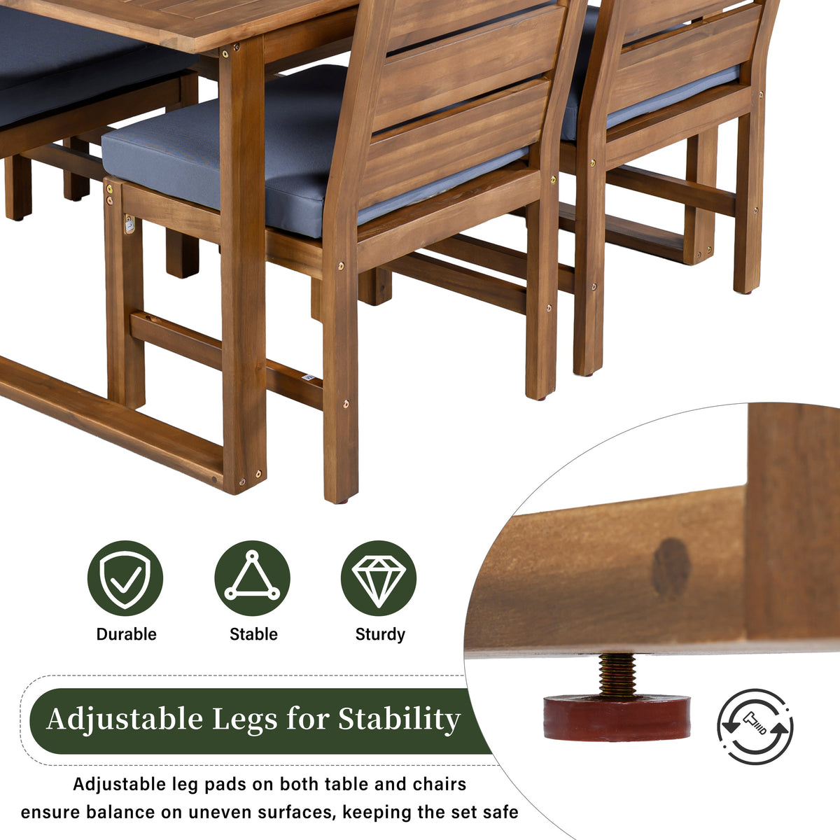 U_STYLE Farmhouse 5-Piece Outdoor Patio Dining Set