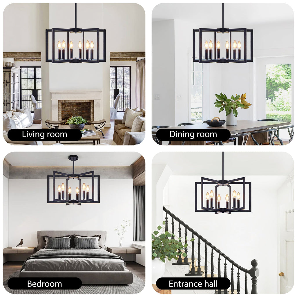 22" Modern Black Geometric Chandelier
