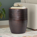 Johnsen 15 Inch Wide Tribal Pattern Metal Accent Table