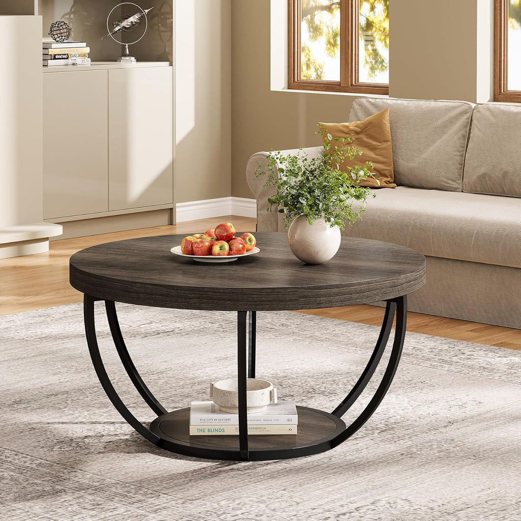 31.7” Round Coffee Table with Storage