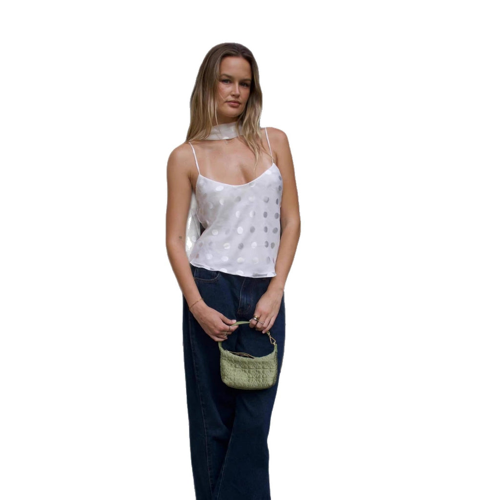 New Sexy Sheer Scarf-style Polka-dot Top With Straps