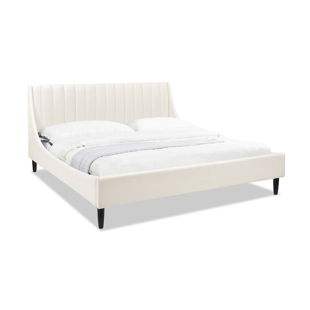Aspen Vertical Tufted Headboard Platform Bed Set, King, Cloud