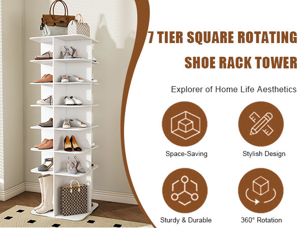 7-Tier Rotating Shoe Rack Tower