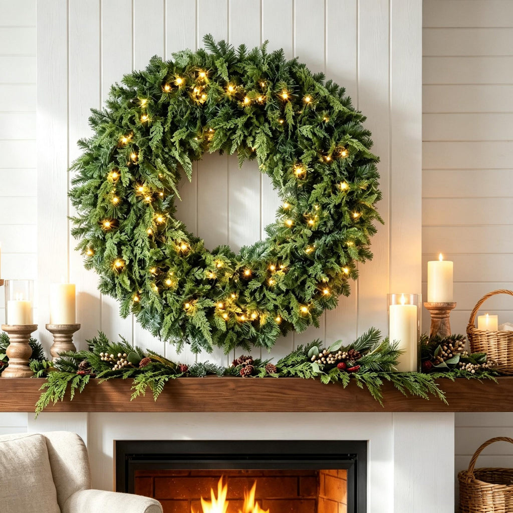 48-Inch Pre-Lit Crestwood Spruce Artificial Christmas Wreath