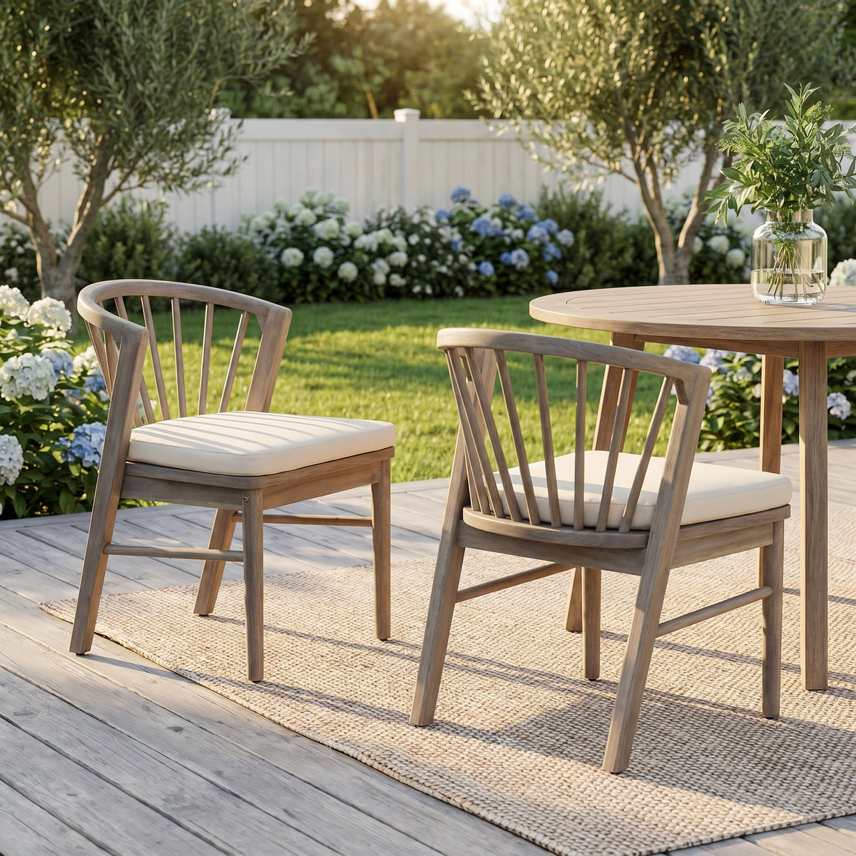 Outdoor Dining Chairs Set of 2, Acacia Wood Patio Chairs