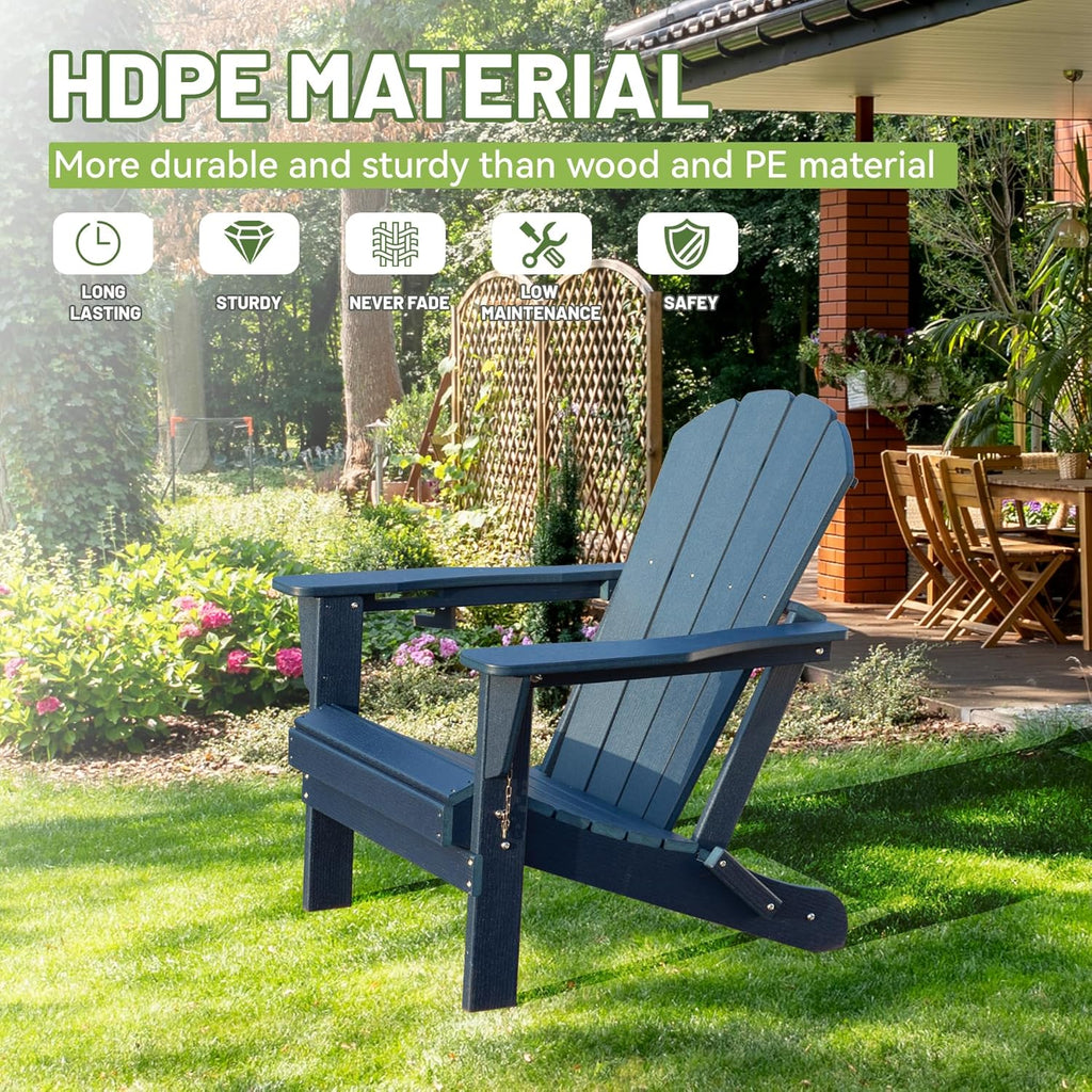 Folding Adirondack Chair with Cup Holder - Dark HDPE