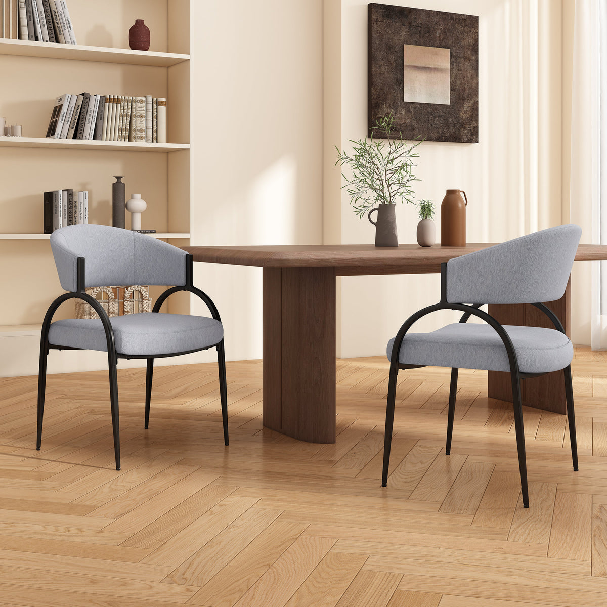 Upholstered Dining Chairs With Metal Legs (Set of 2)