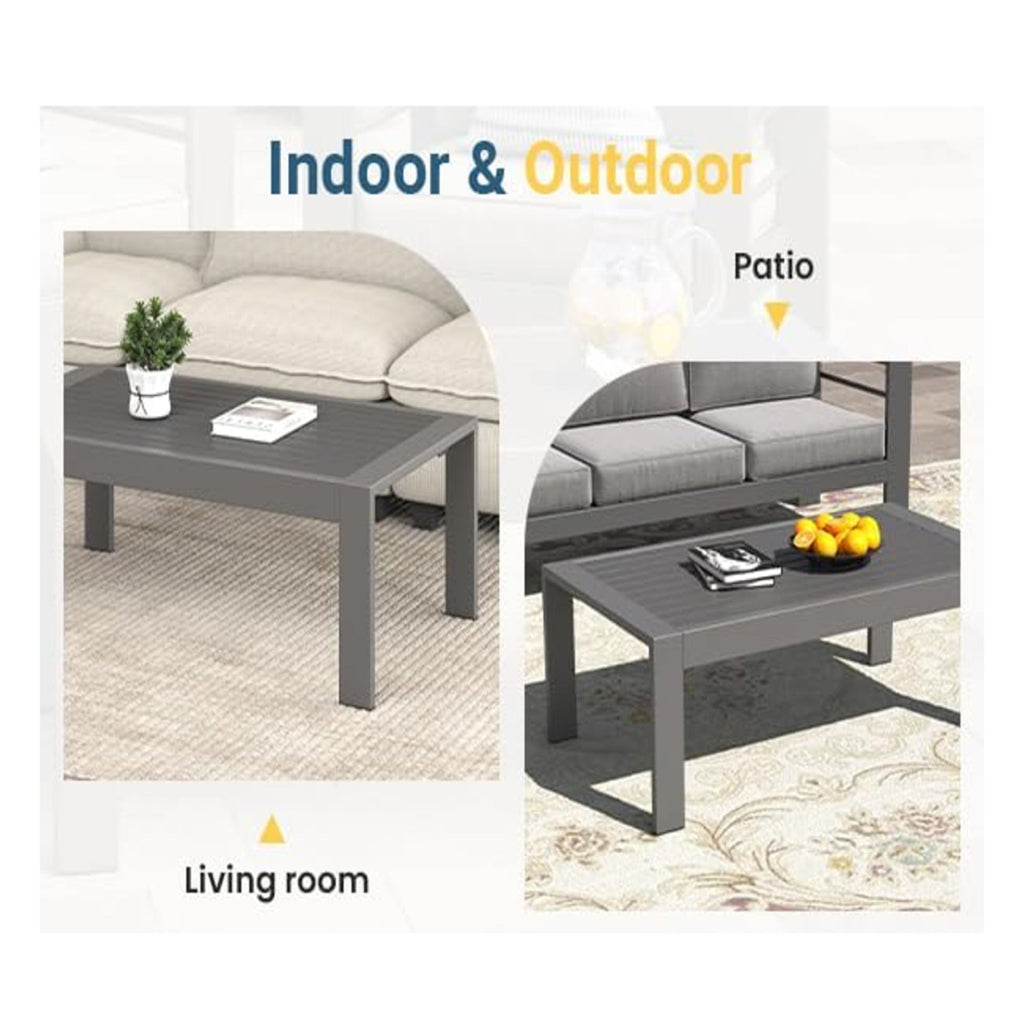 43" x 24" All-Weather Metal Outdoor Coffee Table