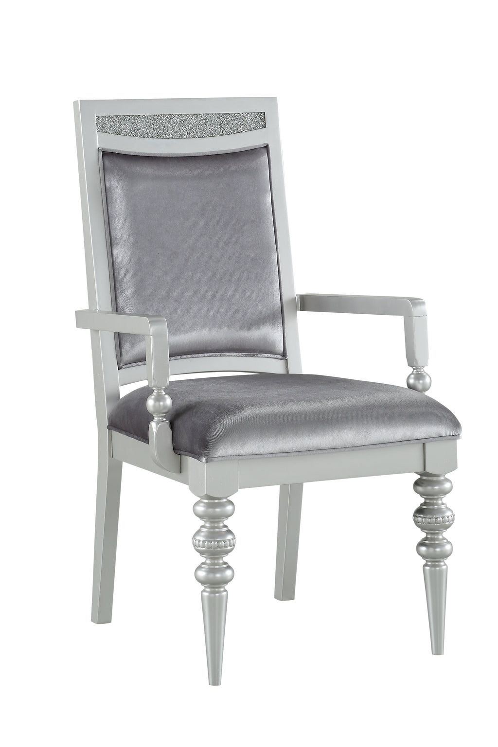 Maverick Fabric & Platinum Finish Arm Chair Set of 2
