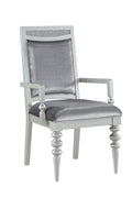 Maverick Fabric & Platinum Finish Arm Chair Set of 2