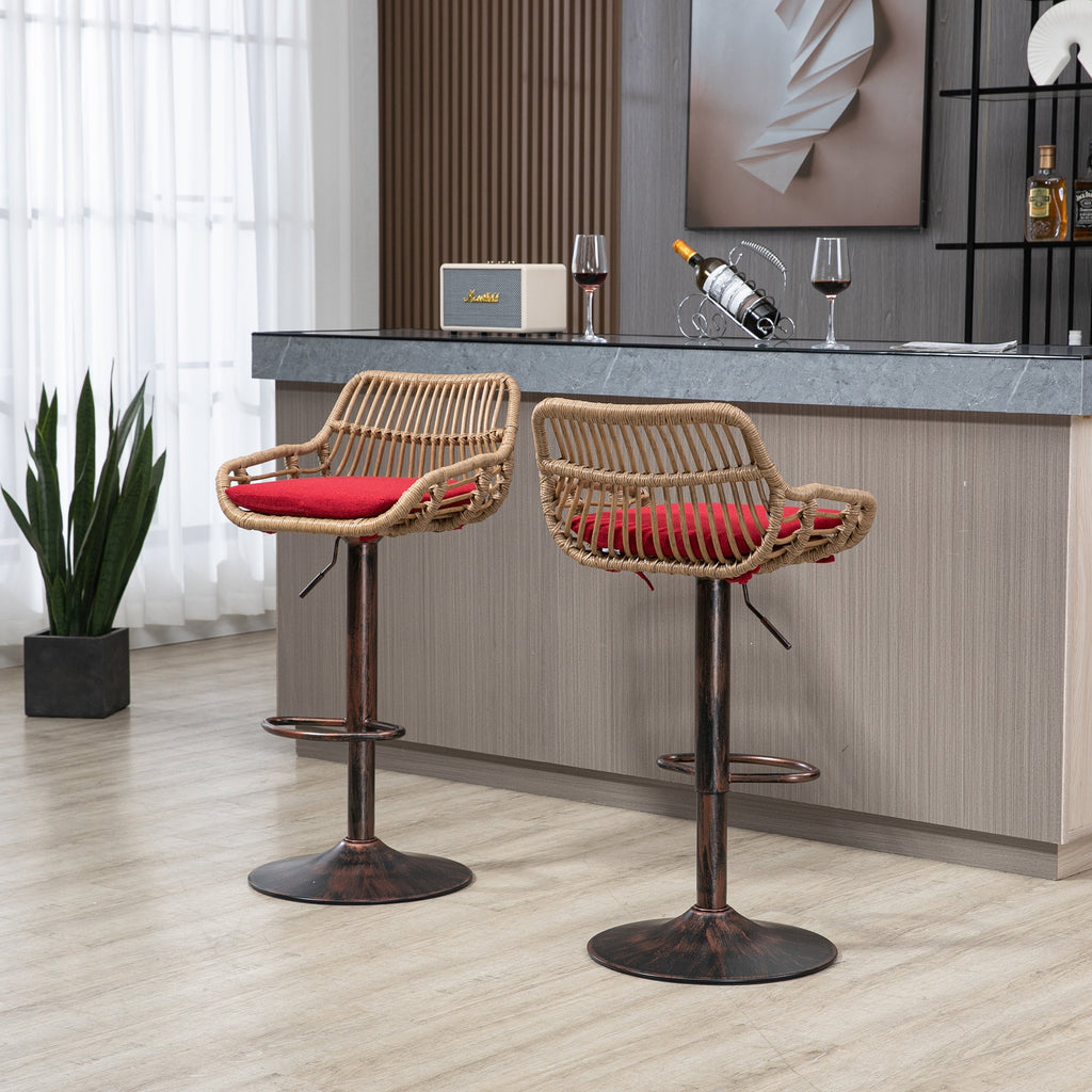 Modern Swivel Bar Stools Set of 2 Adjustable Counter Height Chairs