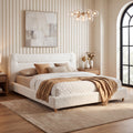 Minimalist Curved Headboard Teddy Bear Plush Bed - King