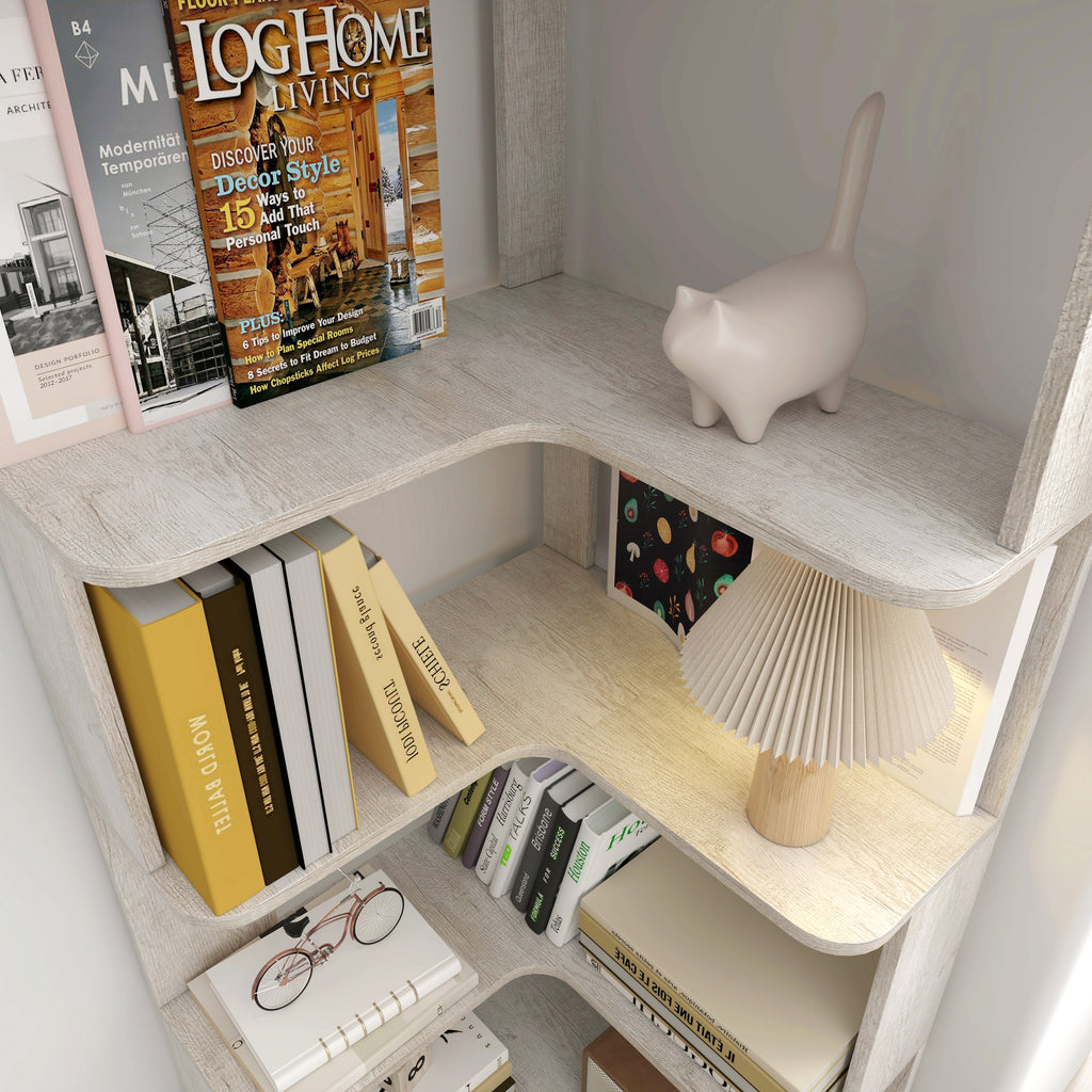 6 Tier Freestanding L-Shaped Corner Bookshelf