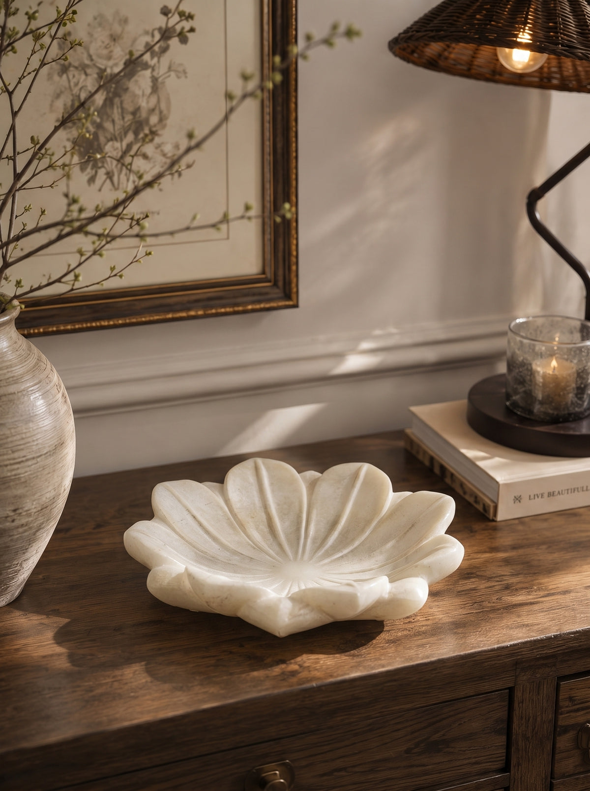 Hand-Finished Lotus Bloom Decorative Bowl