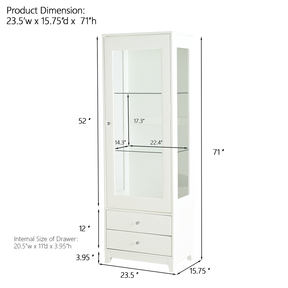 71'' Freestanding Upholstered Display Cabinet