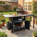 Foldable Outdoor Prep Station BBQ Cart