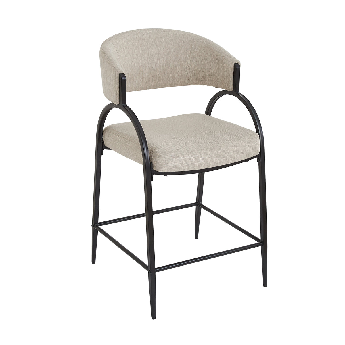 25" Seat Height Modern Fabric Bar Stools with Back