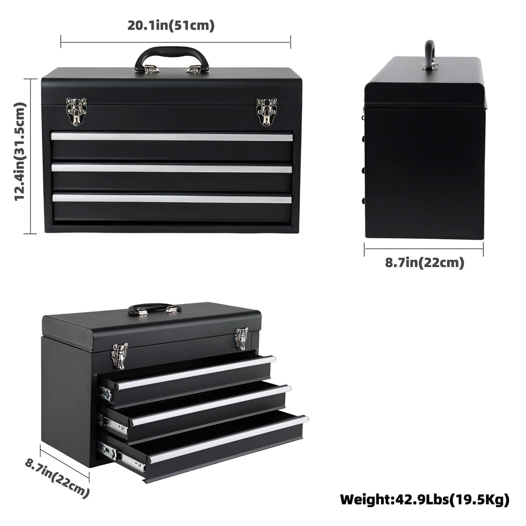 465-Piece Mechanics Tool Set with 3-Drawer Heavy Duty Metal Box
