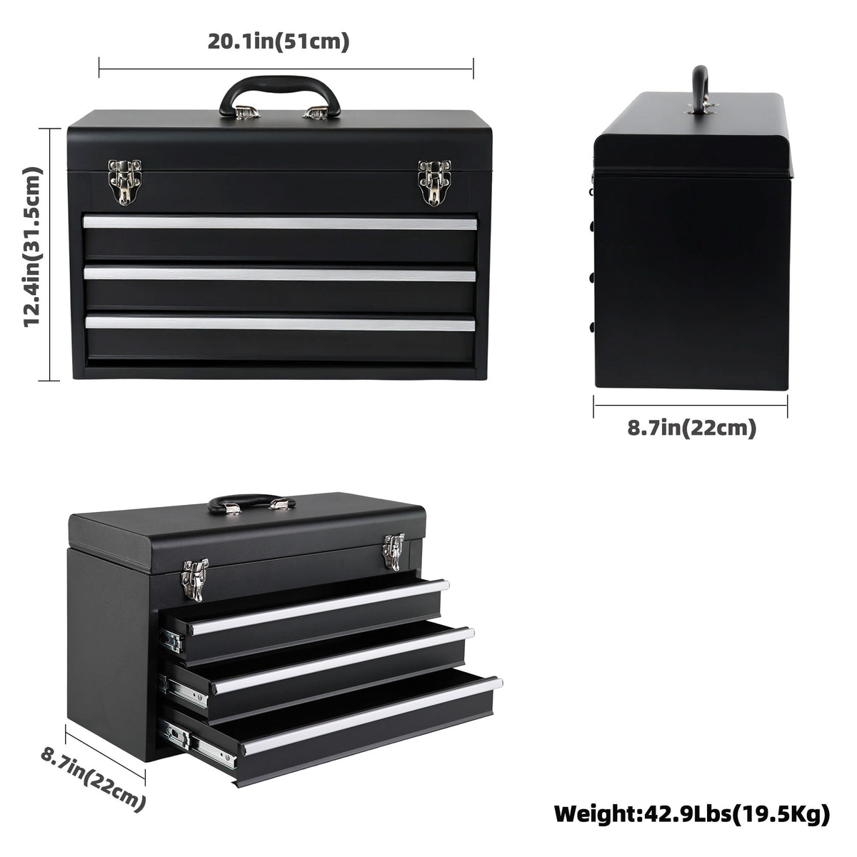 465-Piece Mechanics Tool Set with 3-Drawer Heavy Duty Metal Box