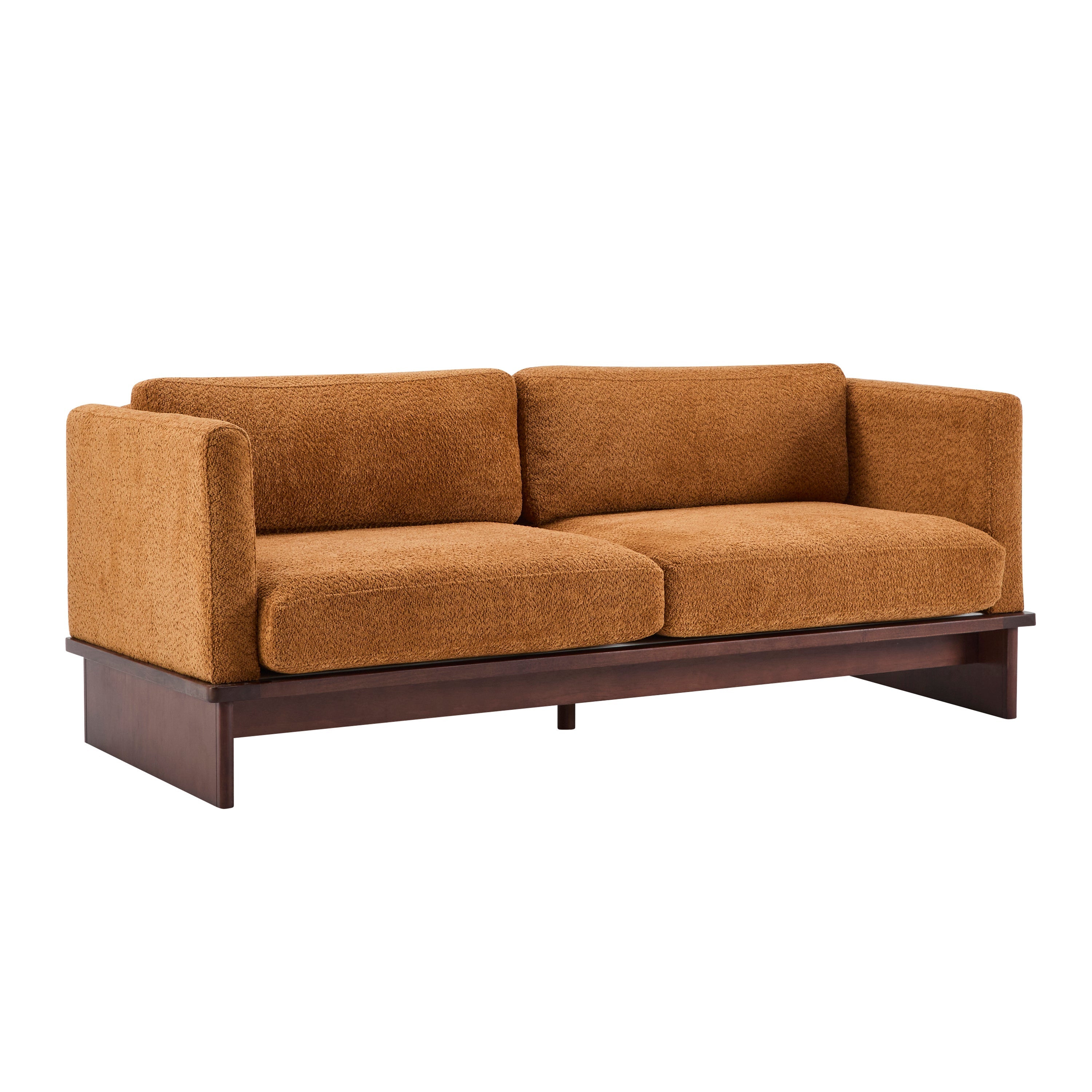 77 in. Square Arm Modern 3 Seater Boucle Sofa
