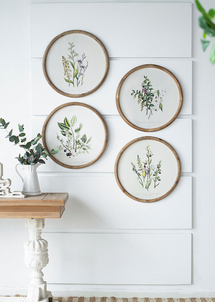 Flora Print Round Frame Set of 4