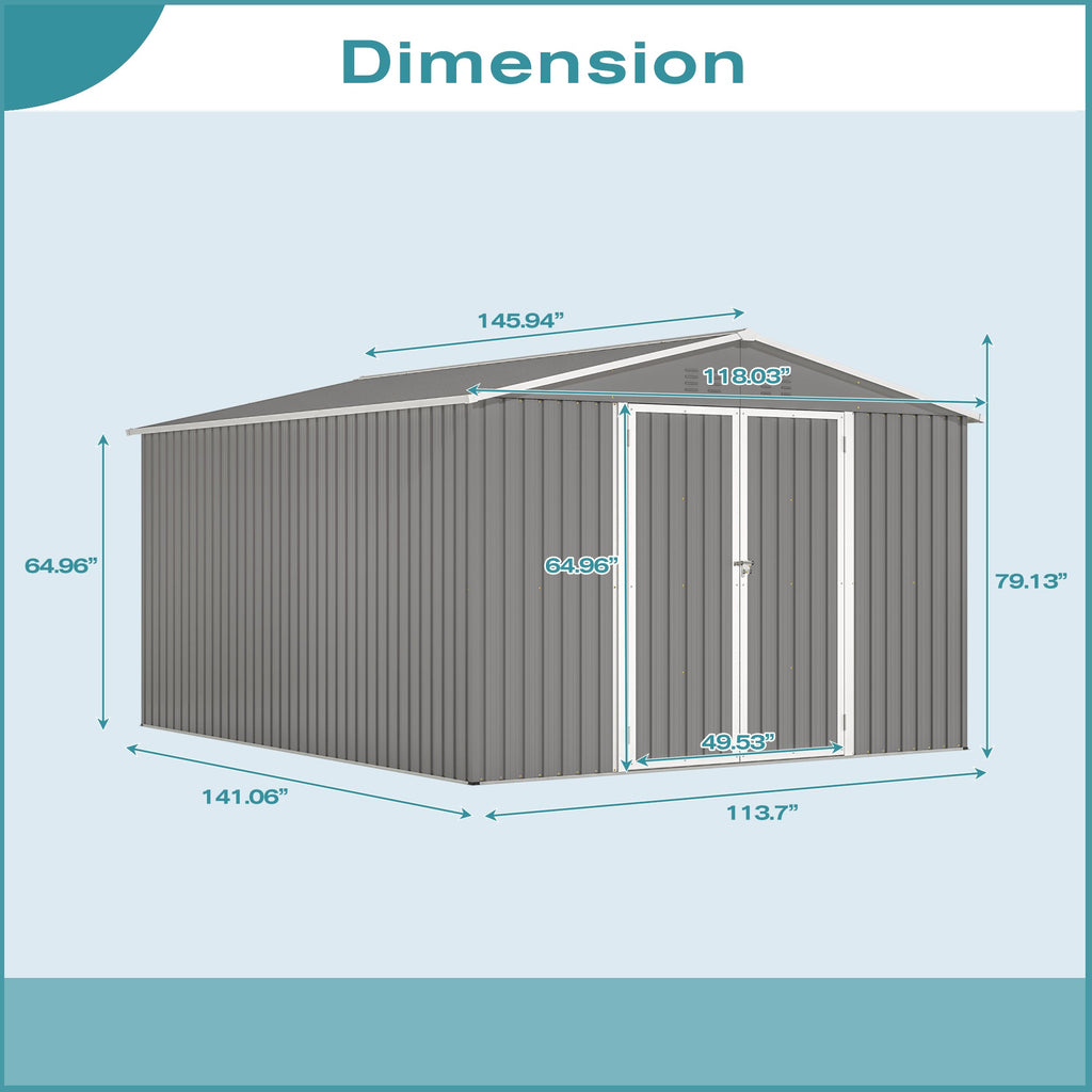 10 x 12 Ft. Outdoor Storage Shed with Floor Frame Kit