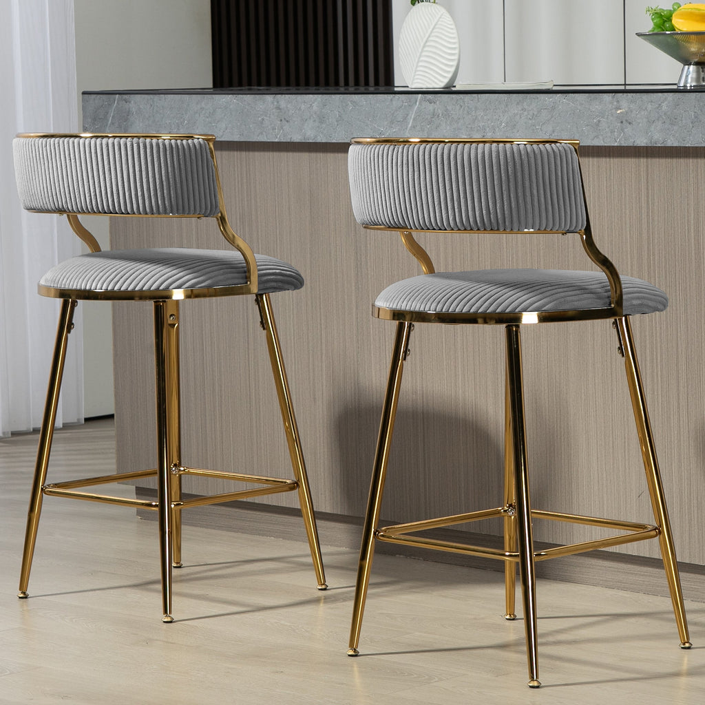 Set of 2, 26'' Counter Height Bar Stools - Grey
