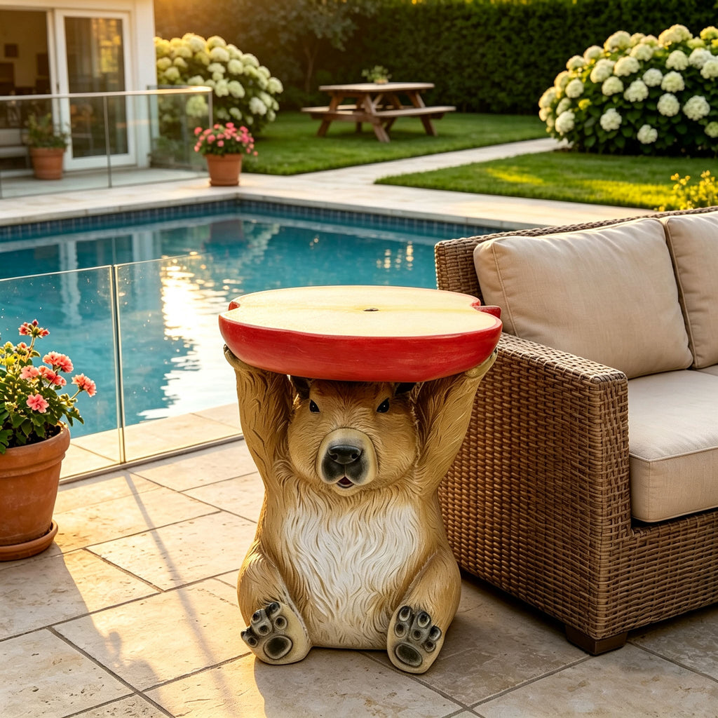 14'' Capybara Holding Apple Slice Stool