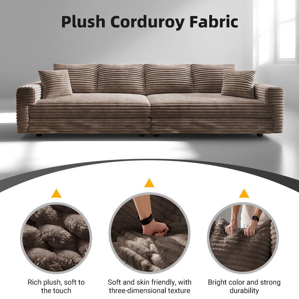 102.4" Plush Corduroy 4-Seat Sofa