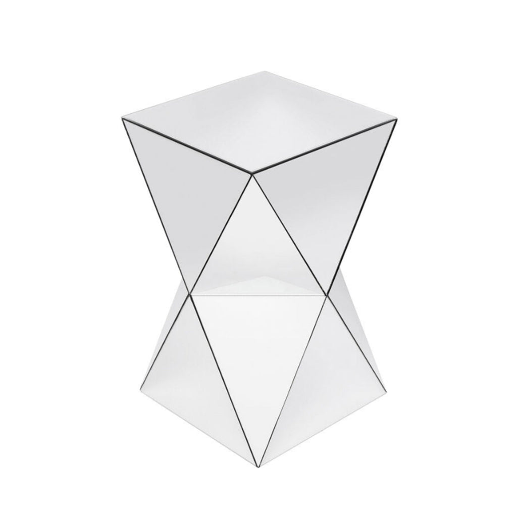 Silver Mirrored Geometric Side Table