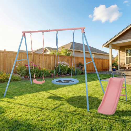 XNS107 Two Swing Set with Slide