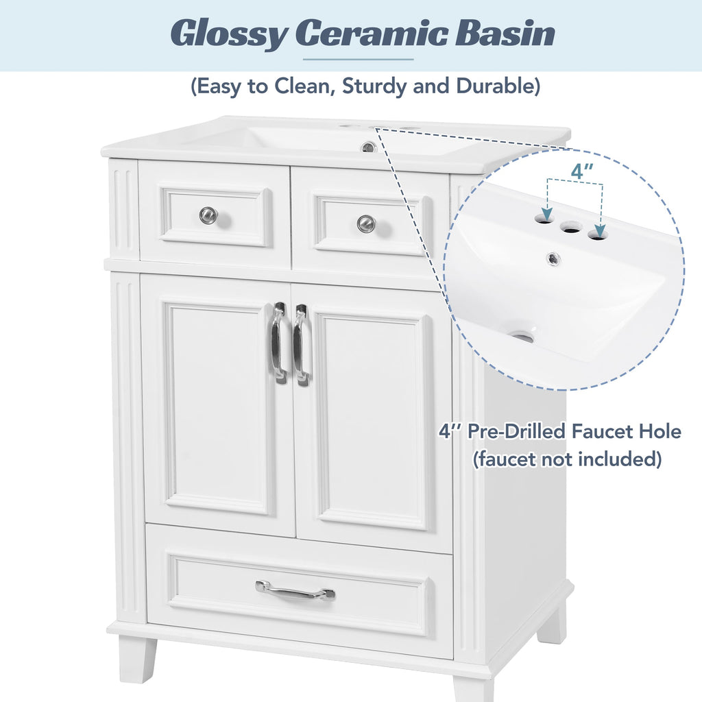 24" Bathroom Vanity with Ceramic Sink
