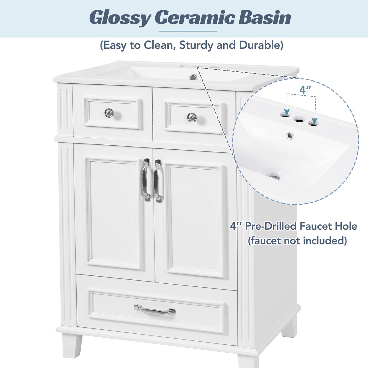 24" Bathroom Vanity with Ceramic Sink