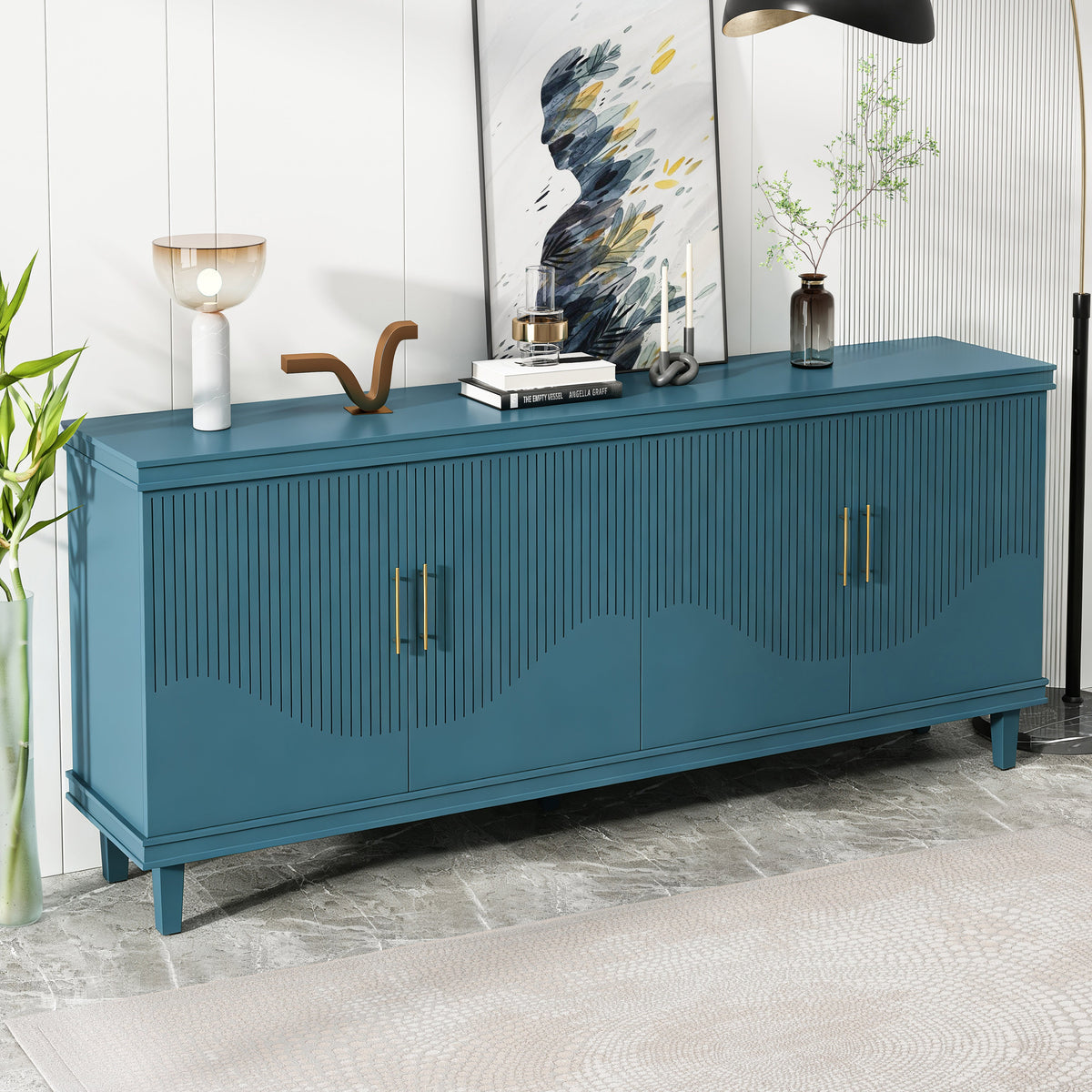 70.07" Large Size 4 Door Cabinet in Blue