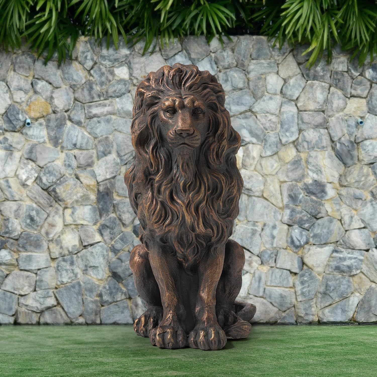 20.5" Lion Statue - Resin Outdoor Guardian Sculpture